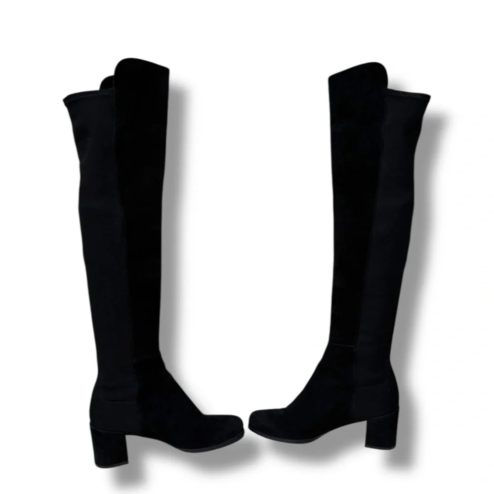 Stuart Weitzman 5050 Black Suede Knee-High Boots Size 6.5 ASO Kate Middleton